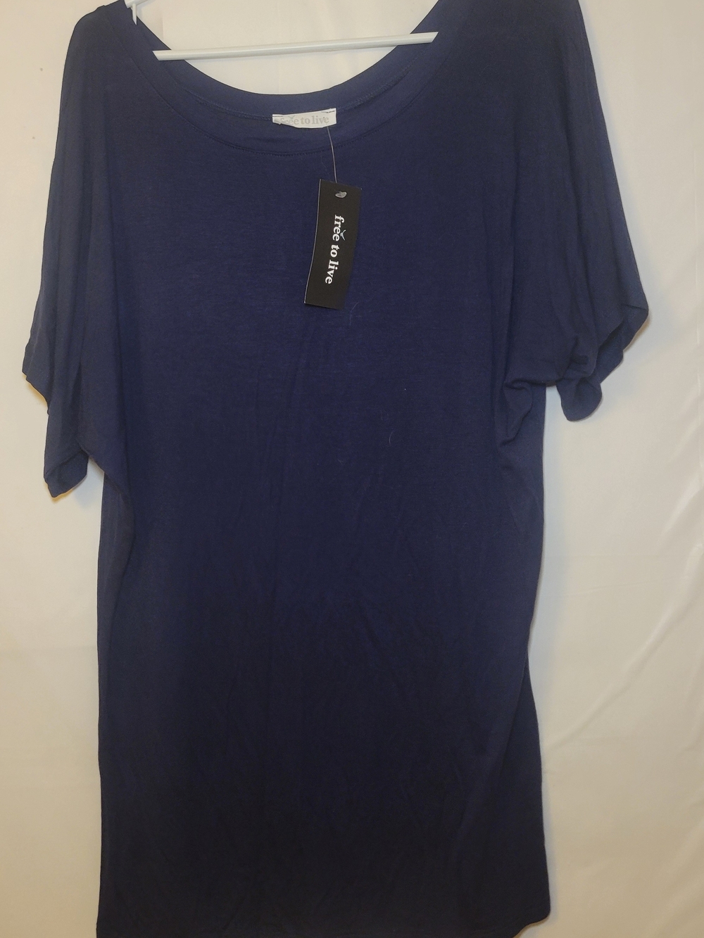 Free to Live Women's Navy Short Sleeve Tunic Top